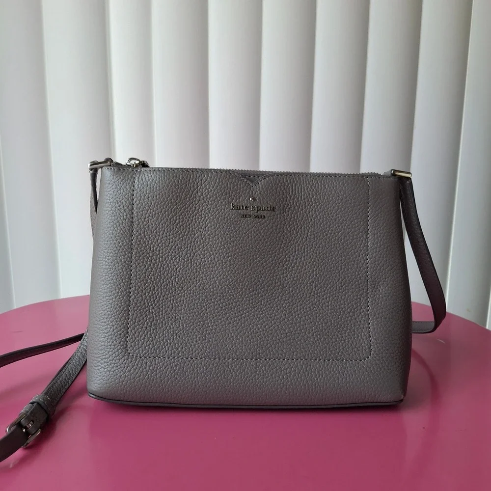 Kate Spade Small Crossbody Bag Grey Pebbled Leather S338 Adjustable Strap